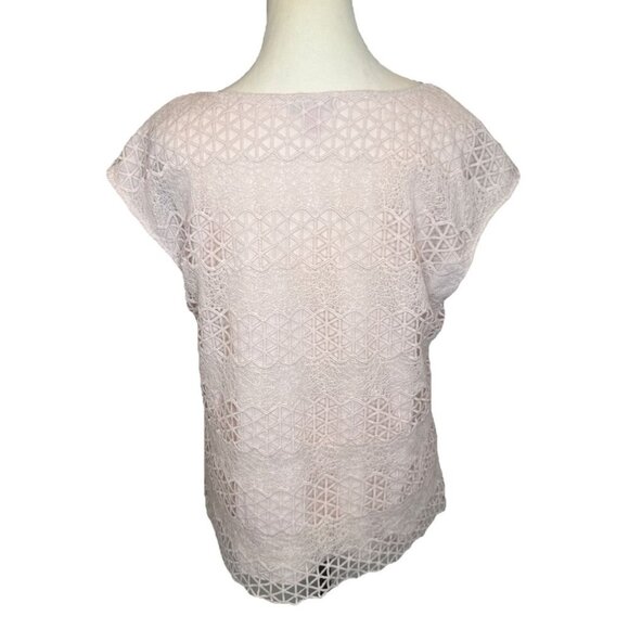 Vince Camuto Women’s Pink Sleeveless Shell w/ Lace-Style Overlay Sz M Business - Picture 4 of 9